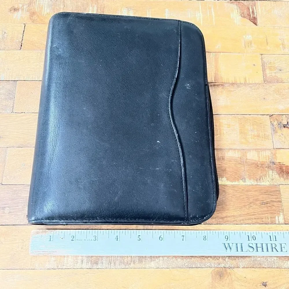 Black Genuine Leather Day-Timer Organizer 7-Ring Binder 10.5